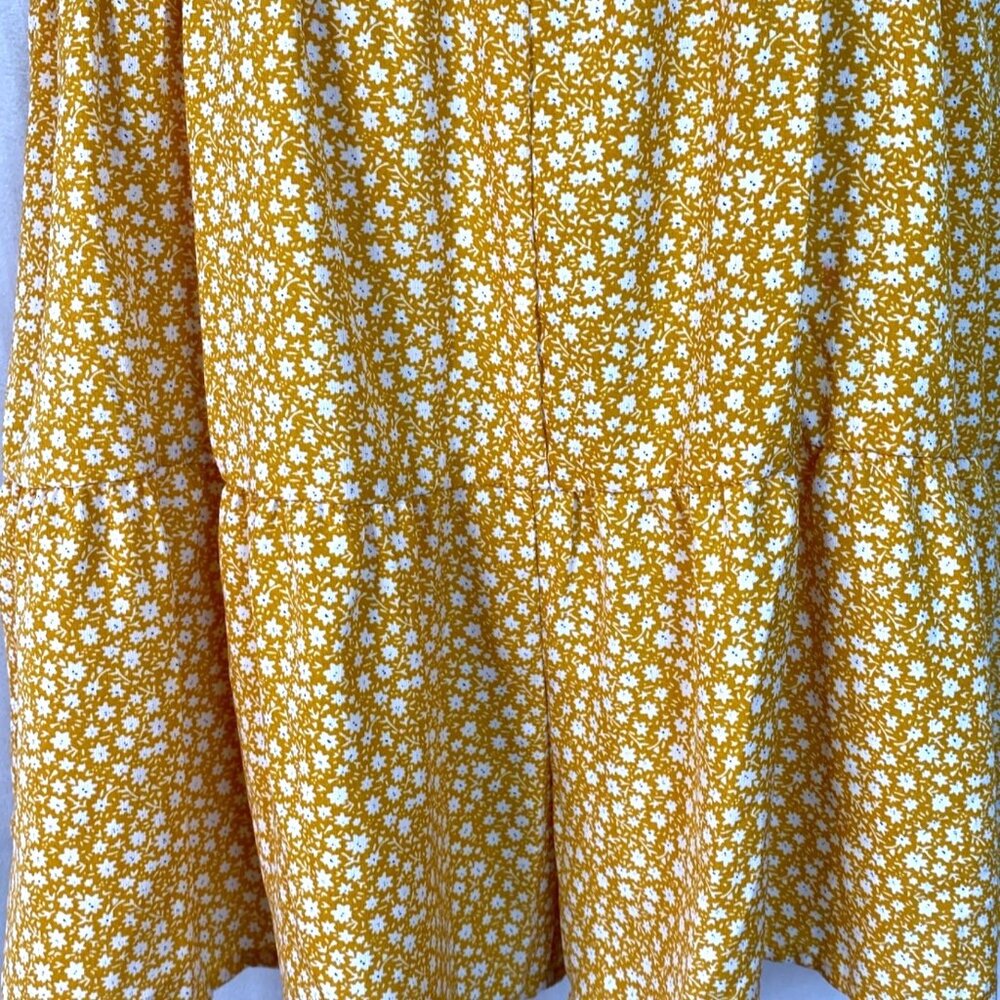 Hayden Girls Mustard Yellow Floral Print Tiered Mini Dress Size XL 13/14 NWT - Picture 5 of 9